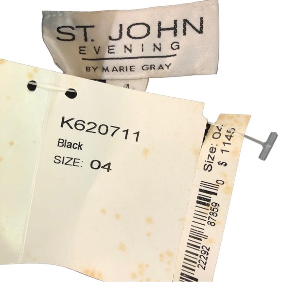 St. John Evening black knit “ tuxedo type” jacket with satin accents Sz 4 eu 36 - Picture 8 of 12